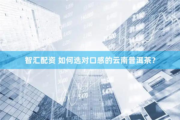 智汇配资 如何选对口感的云南普洱茶？