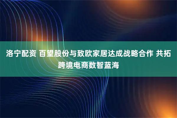洛宁配资 百望股份与致欧家居达成战略合作 共拓跨境电商数智蓝海